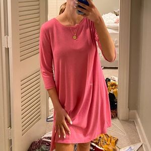 pink long sleeve t shirt dress